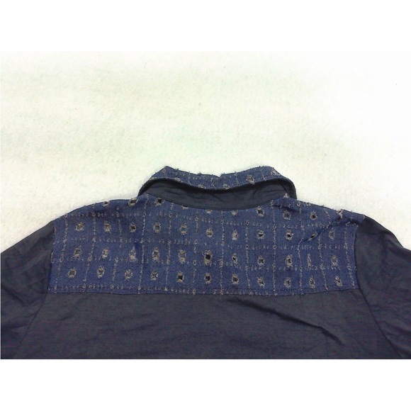 Simply Couture Tunic Top Womens Large Blue Floral Denim Patchwork Western - Picture 7 of 13